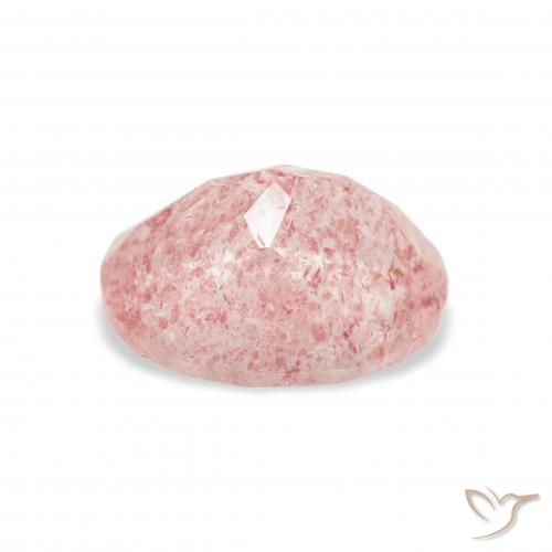 Quartz Fraise Rose clair naturelle ovale, 3.51 ct, Transparent