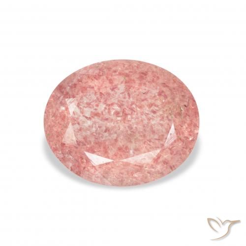 Quartz Fraise Medium Light-Pink naturelle ovale, 3.10 ct, Transparent