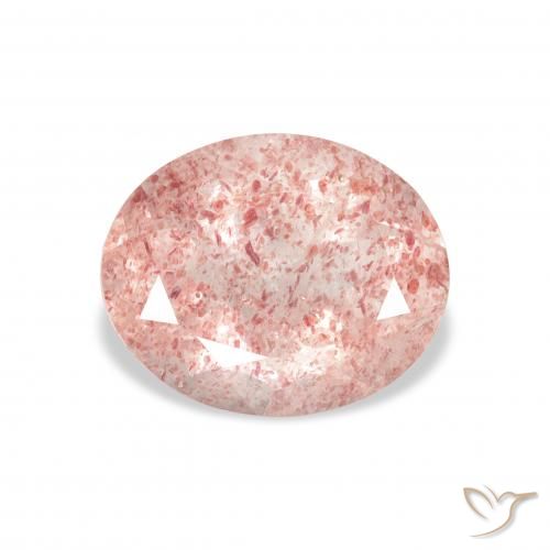 Quartz Fraise Rose clair naturelle ovale, 3.30 ct, Transparent