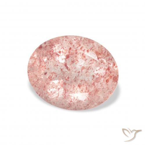 Quartz Fraise Rose clair naturelle ovale, 3.30 ct, Transparent