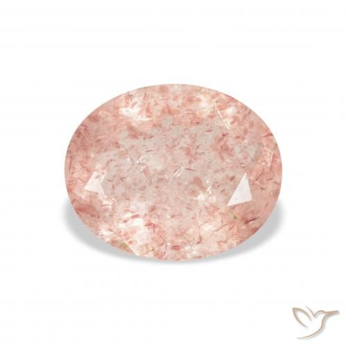 Quartz Fraise Rose clair naturelle ovale, 2.72 ct, Transparent