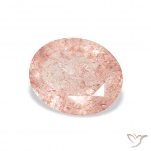 Quartz Fraise Rose clair naturelle ovale, 2.72 ct, Transparent