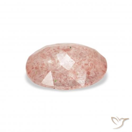 Quartz Fraise Rose clair naturelle ovale, 2.72 ct, Transparent
