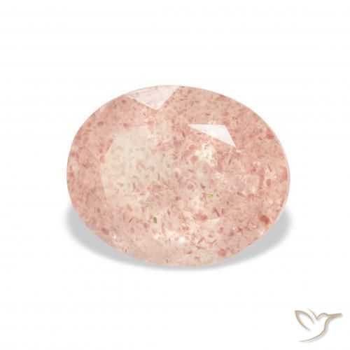 Quartz fraise Rose clair naturelle ovale, 3.56 ct, Transparent