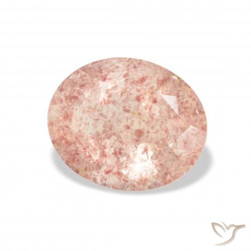 Quartz fraise Rose clair naturelle ovale, 3.22 ct, Transparent