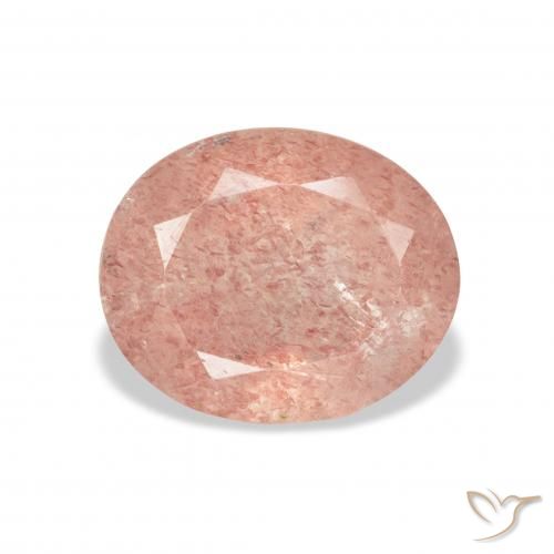 Quartz Fraise Rose clair naturelle ovale, 3.90 ct, Transparent