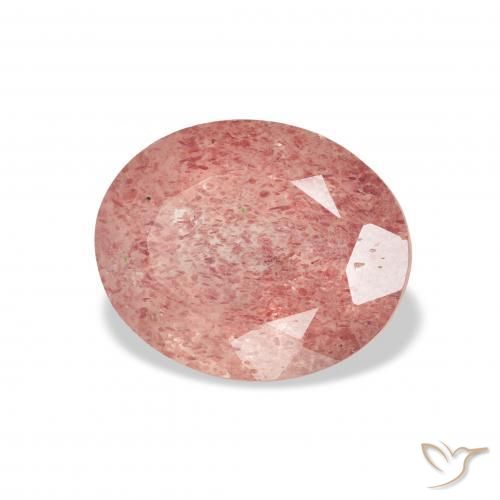 Quartz fraise Rose moyen naturelle ovale, 3.33 ct, Transparent