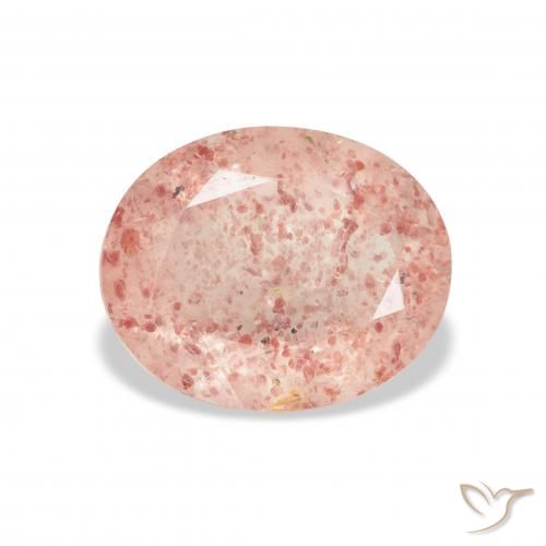 Quartz Fraise Rose clair naturelle ovale, 3.70 ct, Transparent