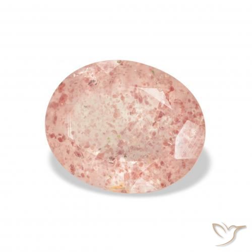 Quartz Fraise Rose clair naturelle ovale, 3.70 ct, Transparent