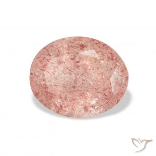 Quartz fraise Orange rose naturelle ovale, 3.54 ct, Transparent