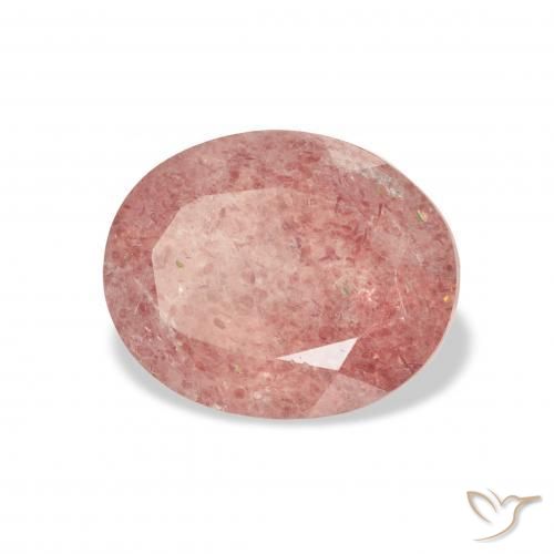Quartz Fraise Rose moyen naturelle ovale, 3.48 ct, Transparent