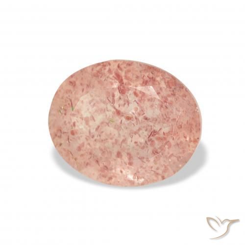 Quartz fraise Rose clair naturelle ovale, 3.58 ct, Transparent