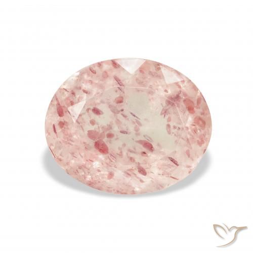 Quartz Fraise Rose clair naturelle ovale, 4.13 ct, Transparent