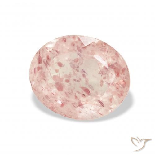 Quartz Fraise Rose clair naturelle ovale, 4.13 ct, Transparent