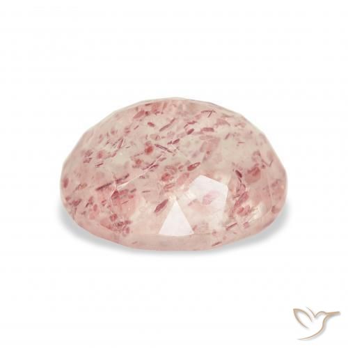 Quartz Fraise Rose clair naturelle ovale, 4.13 ct, Transparent