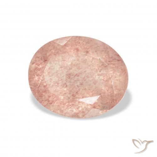 Quartz fraise Rose clair naturelle ovale, 3.38 ct, Transparent