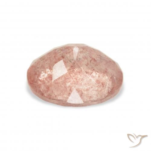 Quartz fraise Rose clair naturelle ovale, 3.38 ct, Transparent
