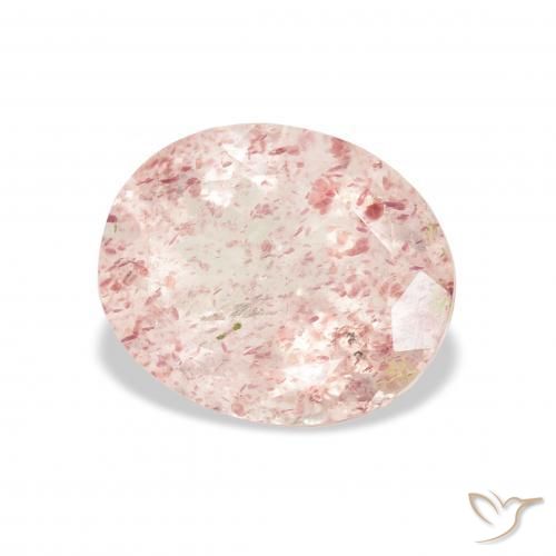 Quartz fraise Rose clair naturelle ovale, 3.86 ct, Transparent