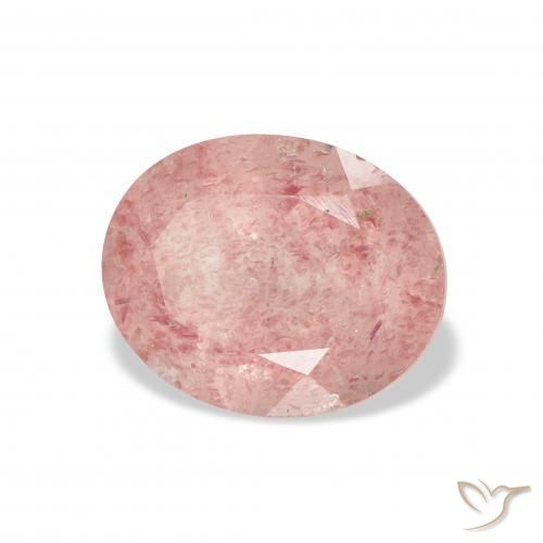 Quartz fraise Rose clair naturelle ovale, 3.48 ct, Transparent