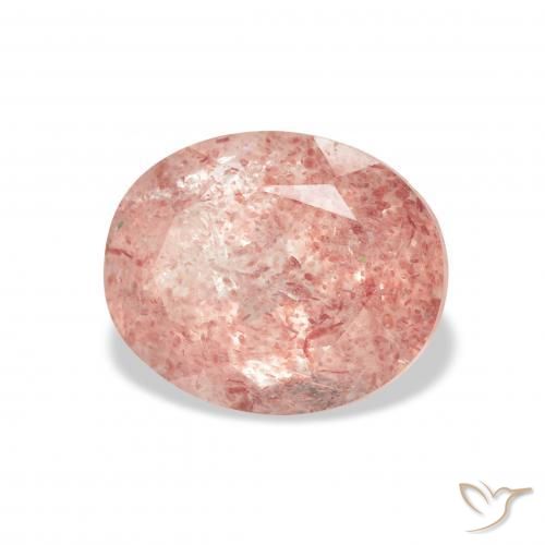 Quartz fraise Rose clair naturelle ovale, 3.74 ct, Transparent