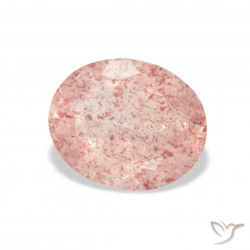 Quartz fraise Rose clair naturelle ovale, 3.19 ct, Transparent