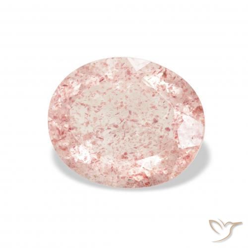 Quartz fraise Rose clair naturelle ovale, 3.34 ct, Transparent