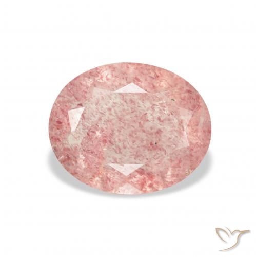 Quartz Fraise Rose clair naturelle ovale, 2.48 ct, Transparent