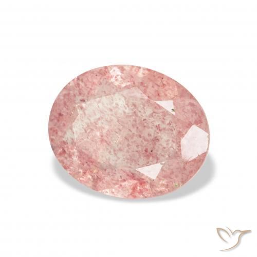 Quartz Fraise Rose clair naturelle ovale, 2.48 ct, Transparent