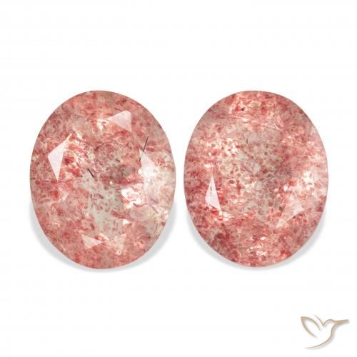 6.41ctw Naturel Rose moyen Quartz fraise, ovale, Transparent