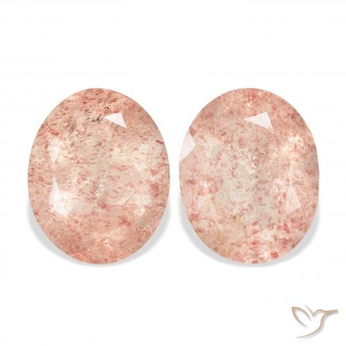 6.64ctw Naturel Pêche rose Quartz fraise, ovale, Transparent