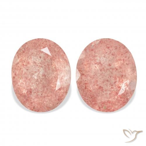 7.46ctw Naturel Rose orangé foncé Quartz Fraise, ovale, Transparent