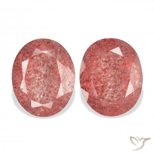 7.13ctw Naturel Rose moyen Quartz Fraise, ovale, Transparent