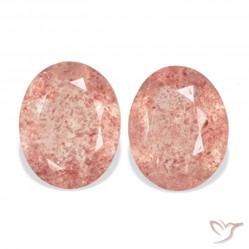 5.88ctw Naturel Rose pamplemousse Quartz Fraise, ovale, Transparent