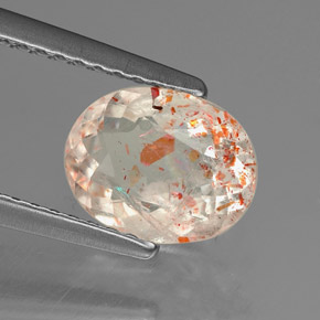 Pierre de Soleil  Orange naturelle Coupe ovale, 1.20 ct, Transparent