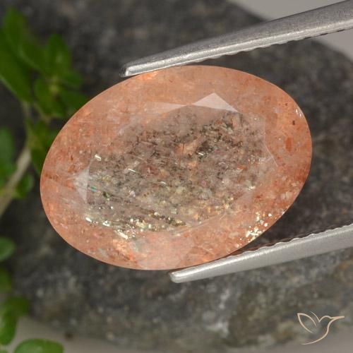 5.54ct Naturel Medium Light-Orange Pierre de soleil, ovale, Translucide
