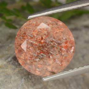 Pierre de Soleil  Orange rougeâtre naturelle Coupe roude, 4.25 ct, Translucide