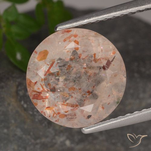 3.38ct Naturel Pêche Orange Pierre de soleil, Tour, Transparent