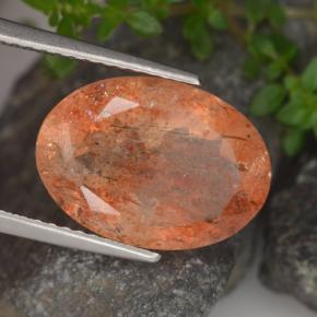 Pierre de Soleil  Orange pamplemousse naturelle Coupe ovale, 5.00 ct, Translucide