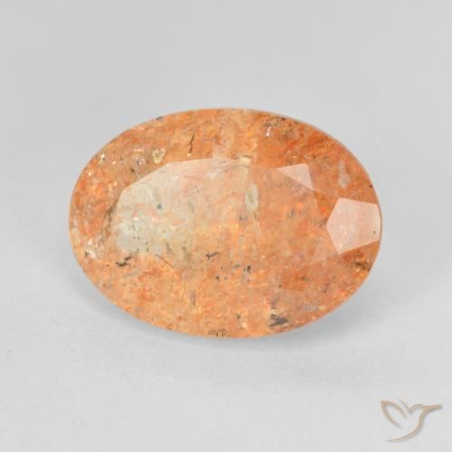 Pierre de soleil Orange moyen naturelle ovale, 5.65 ct, Translucide