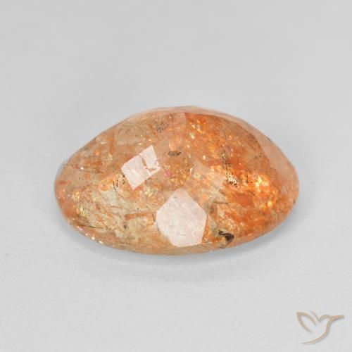 Pierre de soleil Orange moyen naturelle ovale, 5.65 ct, Translucide