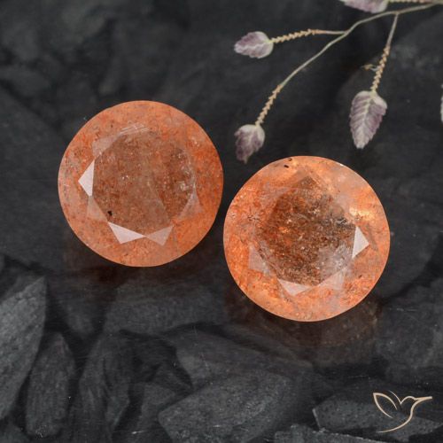 5.89ctw Naturel Orange rougeâtre Pierre de soleil, Tour, Translucide