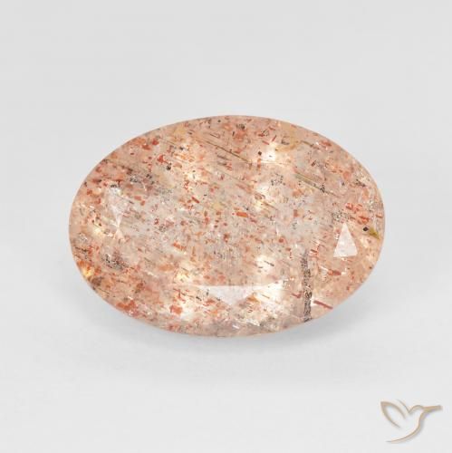 5.74ct Naturel Pêche Orange Pierre de soleil, ovale, Transparent