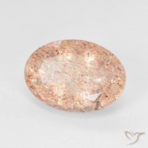 Pierre de soleil Pêche Orange naturelle ovale, 5.74 ct, Transparent
