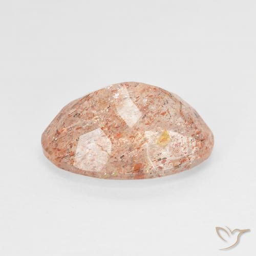 Pierre de soleil Pêche Orange naturelle ovale, 5.74 ct, Transparent