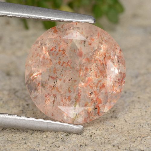 3.52ct Naturel Pêche Orange Pierre de soleil, Tour, Transparent
