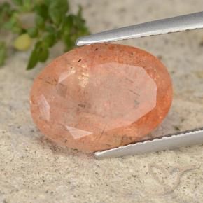 Pierre de soleil Orange rougeâtre naturelle ovale, 5.97 ct, Translucide