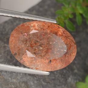 Pierre de soleil orange naturelle coupe ovale, 5,87 ct, translucide