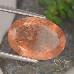 Pierre de soleil Orange rougeâtre naturelle ovale, 4.88 ct, Translucide