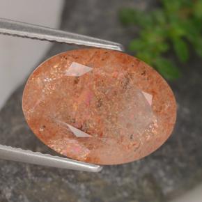 Pierre de soleil orange naturelle coupe ovale, 6,17 ct, translucide