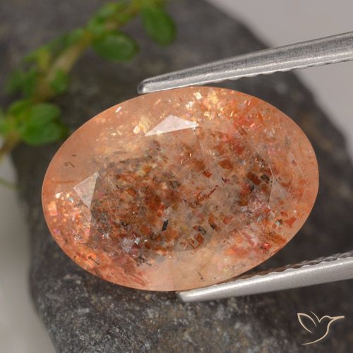 5.31ct Naturel Orange gingembre Pierre de soleil, ovale, Transparent